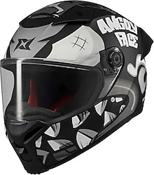 Axxis Fenix Angry Mat Siyah Gri Face Full Face Motor Kaskı