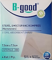 B-Good Steril Spanç Gaz Kompres 7,5cm X 7,5cm 100'lü Fiyatları ...