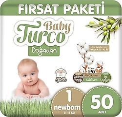 Baby Turco Doğadan 1 Numara Yenidoğan 50'li Bebek Bezi