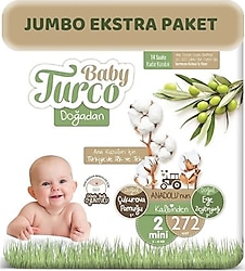 Baby Turco Doğadan 2 Beden Mini 272'li Bebek Bezi