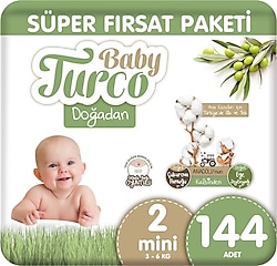 Baby Turco Doğadan 2 Numara Mini 48'li 3 Adet Bebek Bezi