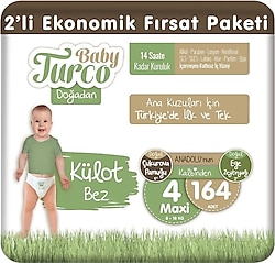 Baby Turco Doğadan 4 Numara Maxi 164'lü Külot Bez