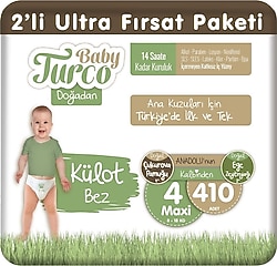 Baby Turco Doğadan 4 Numara Maxi 410'lu Külot Bez
