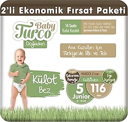 Baby Turco Doğadan 5 Numara Junior 116'lı Külot Bez