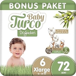 Baby Turco Doğadan 6 Numara XLarge 72'li Bebek Bezi