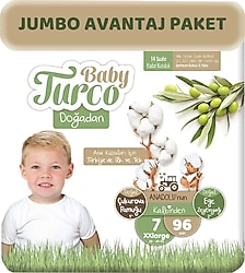 Baby Turco Doğadan 7 Numara XX Large 96'lı Bebek Bezi