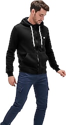 Bad Bear Even 21.02.12.028-C01 Kapüşonlu Tam Fermuarlı Siyah Erkek Sweatshirt