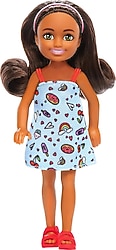 Barbie Chelsea Esmer Mavi Elbiseli Bebek HXM97