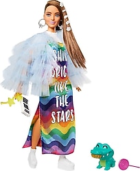 Barbie Extra Renkli Elbiseli Bebek GYJ78