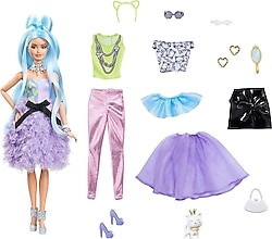 Barbie Extra Aksesuarlı Neon Saçlı Bebek GYJ69
