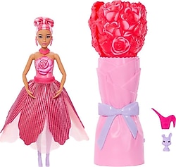 Barbie Petal Pop Serisi Kırmızı Gül Elbiseli Bebek JMF59