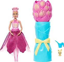 Barbie Petal Pop Serisi Pembe Lale Elbiseli Bebek JMF57