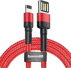Baseus Cafule Kırmızı 1 m USB to Lightning Şarj Kablosu