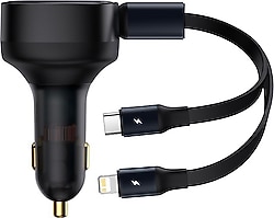 Baseus CGTX000001 Enjoyment 30 W 2in1 Şarj Kablolu Hızlı Araç Şarj Aleti
