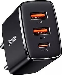 Baseus Compact QC 30 W 2 USB Type-C Ev Şarj Cihazı Siyah
