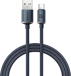 Baseus Crystal Shine 1.2 m Siyah USB to Type-C Hızlı Şarj Kablosu