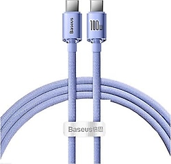 Baseus Crystal Shine 1.2 m Mor Type-C to Type-C Hızlı Şarj Kablosu