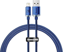 Baseus Crystal Shine 1.2 m Mavi USB to Lightning Hızlı Şarj Kablosu