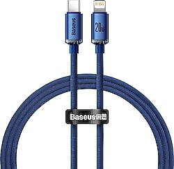 Baseus Crystal Shine 1.2 m Mavi Type-C to Lightning Hızlı Şarj Kablosu