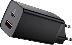 Baseus Gan 2 Lite 65 W Siyah Hızlı Şarj Adaptörü