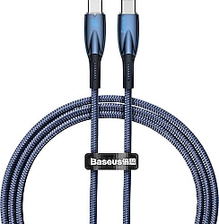 Baseus Glimmer Series 100 W Mavi 1 m Type-C to Type-C Hızlı Şarj Kablosu
