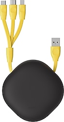 Baseus Lets Go Little 0.85 m 3 in 1 Type-C Micro USB Lightning Şarj Kablosu Gri-Sarı
