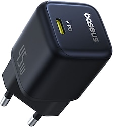 Baseus PicoGo 45 W Siyah Hızlı Şarj Adaptörü