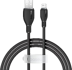 Baseus Pudding 1.2 m Siyah USB to Lightning Hızlı Şarj Kablosu