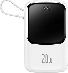 Baseus Qpow Pro 20 W Beyaz 10000 mAh Hızlı Şarj Powerbank