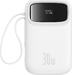 Baseus QPow 2 Dual 30 W Beyaz 10000 mAh Hızlı Şarj Powerbank