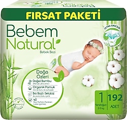 Bebem Natural 1 Numara Yenidoğan 192'li Bebek Bezi