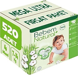 Bebem Natural 4 Numara Maxi 104'lü 5 Adet Bebek Bezi
