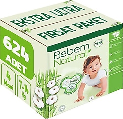 Bebem Natural 4 Numara Maxi 104'lü 6 Adet Bebek Bezi