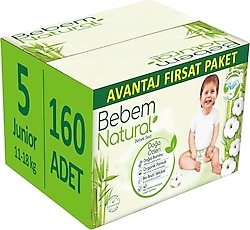 Bebem Natural 5 Numara Junior 80'li 2 Adet Bebek Bezi