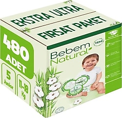 Bebem Natural 5 Numara Junior 96'lı 5 Adet Bebek Bezi