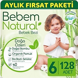 Bebem Natural 6 Numara Ekstra Large 64'lü 2 Adet Bebek Bezi