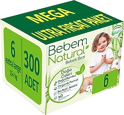 Bebem Natural 6 Numara Ekstra Large 60'lı 5 Adet Bebek Bezi
