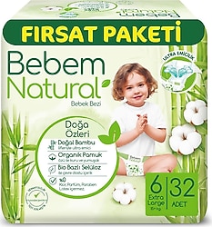 Bebem Natural 6 Numara Ekstra Large 32'li Bebek Bezi