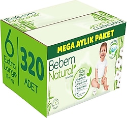 Bebem Natural 6 Numara Ekstra Large 64'lü 5 Adet Bebek Bezi