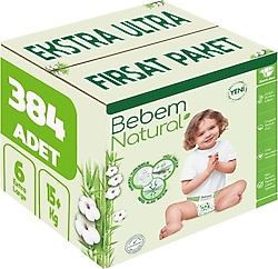 Bebem Natural 6 Numara Ekstra Large 64'lü 6 Adet Bebek Bezi
