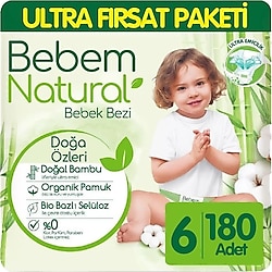 Bebem Natural 6 Numara Ekstra Large 60'lı 3 Adet Bebek Bezi