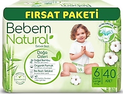 Bebem Natural 6 Numara Ekstra Large 40'lı Bebek Bezi