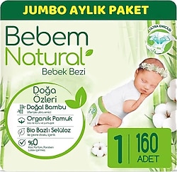 Bebem Natural 1 Numara Yenidoğan 160'lı Bebek Bezi