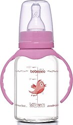 Bebeneo Isıya Dayanıklı Kulplu Cam Biberon 120 ml Pembe