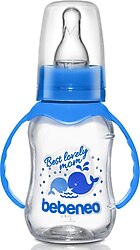 Bebeneo Kulplu Cam Biberon 120 ml Mavi