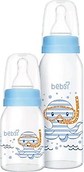 Bebsi 250 ml + 125 ml Mavi 2'li Cam Biberon Seti
