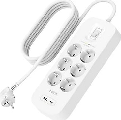 Belkin SRB002 6'lı 2 m USB'li Akım Korumalı Priz