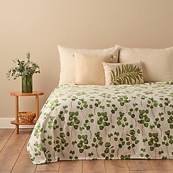 Bella Maison Ocaliptus Baskılı Pamuklu Tek Kişilik Pike 150x220 cm