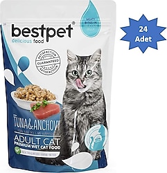 Bestpet Jelly Ton ve Hamsi Balıklı Yetişkin Yaş Kedi Maması 85 gr 24'lü