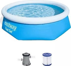 Bestway 57450 244x61 cm Büyük Şişme Havuz Seti